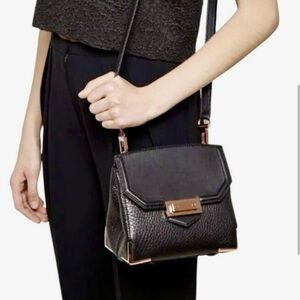 ALEXANDER WANG Black Leather Crossbody / Clutch with Rose Gold “Prism” Bag XLNT